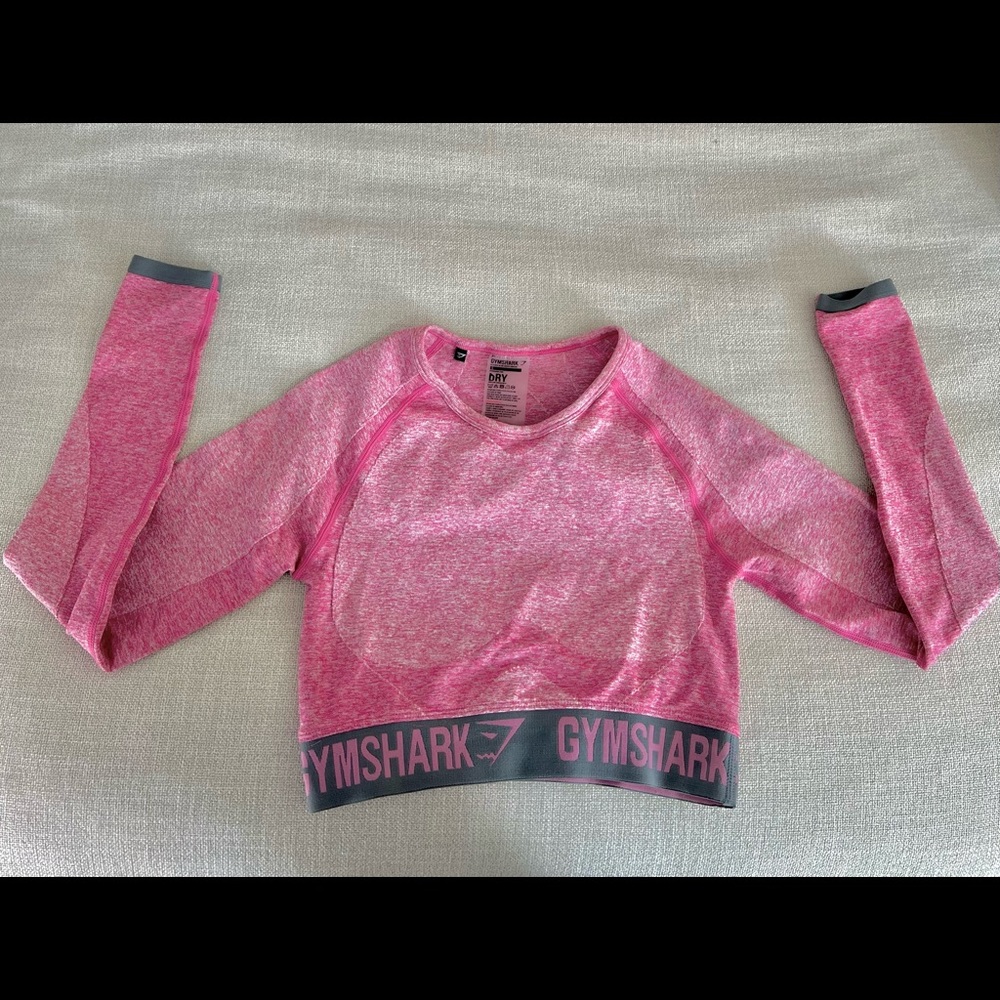 Gymshark pink flex long sleeve crop top S small
